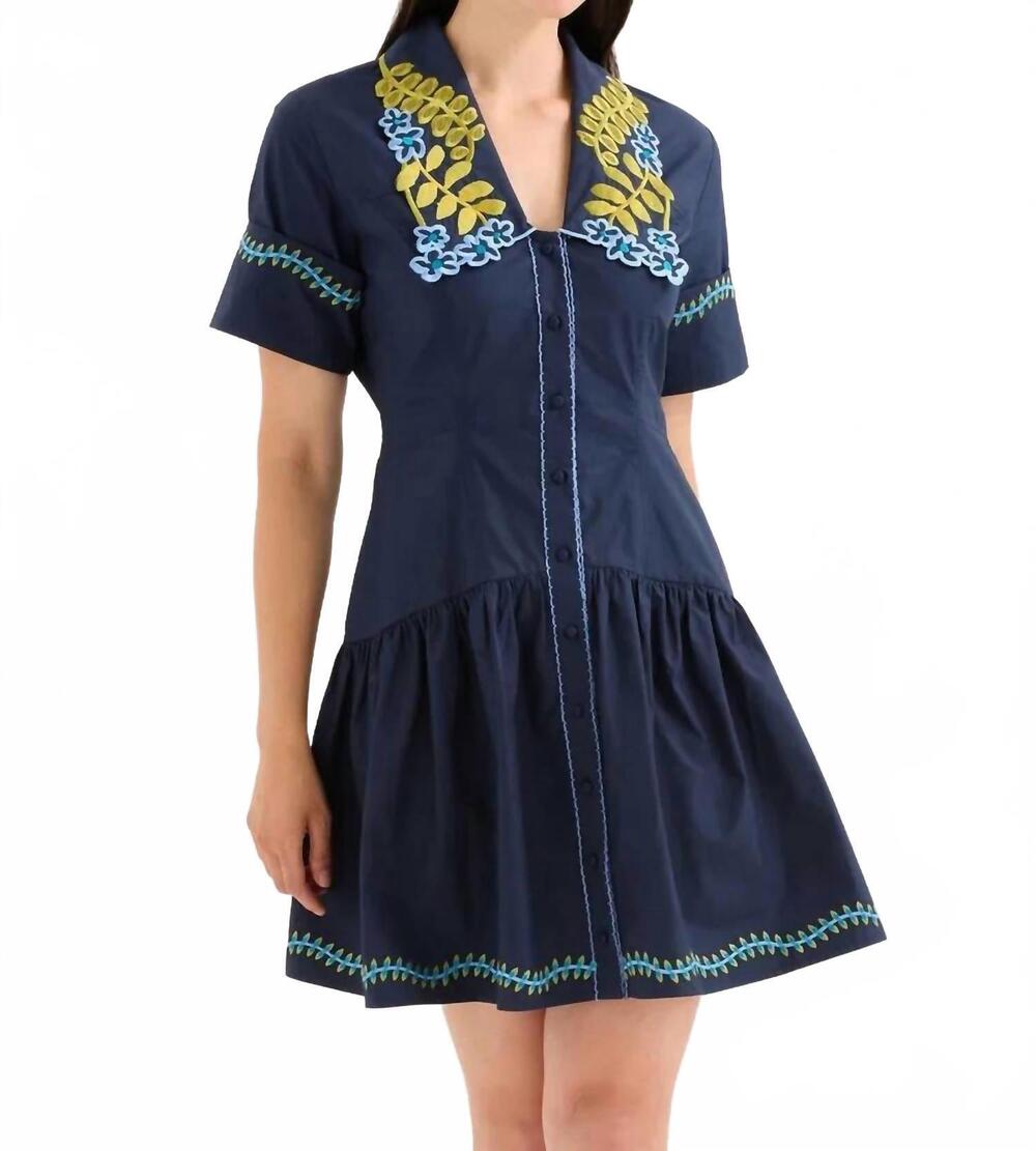 NEW ALIVIA julia dress in navy floral embroidery